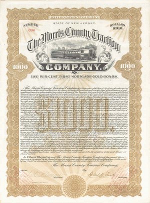 Morris County Traction Co. - $1,000 Railroad Bond